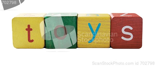Image of toys in block letters