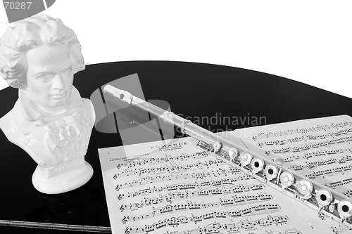 Image of Practising the Flute (Black and White)