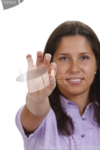 Image of Young woman offering a pill