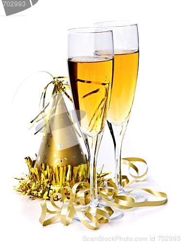 Image of Champagne and New Years decorations