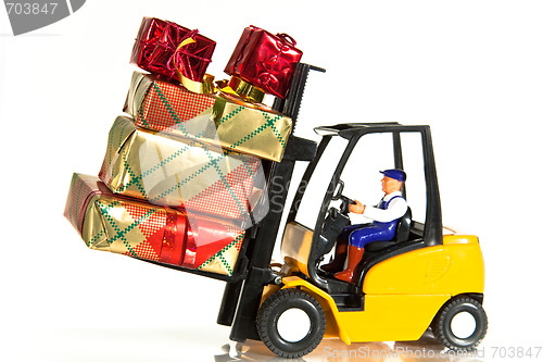 Image of Forklift and presents