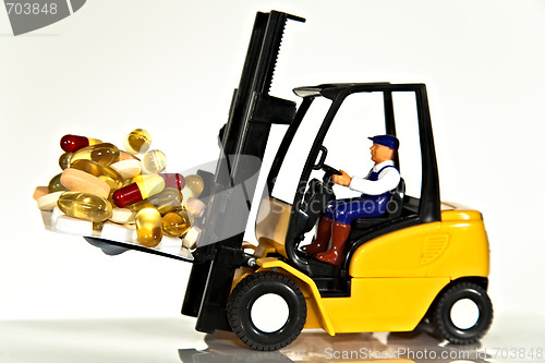 Image of Fork lift and tablets