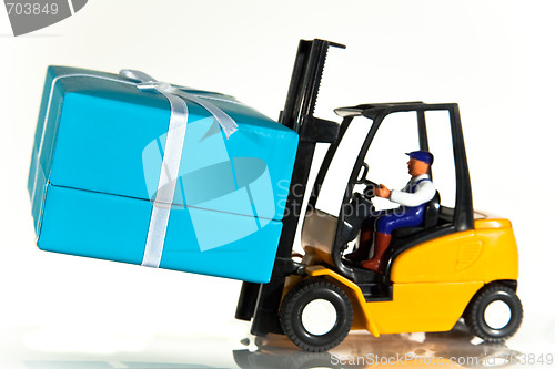 Image of Forklift and present