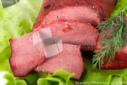 Image of Close up of fresh lettuce and beef