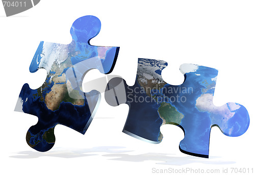 Image of global map puzzles comunication