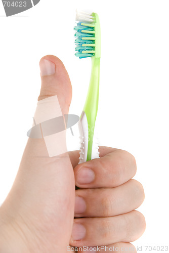 Image of Hand with toothbrush