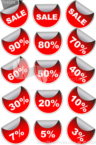 Image of red sale labels badges and discount stickers