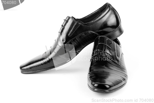 Image of Men's black leather dress shoes