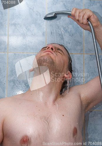Image of Man taking shower