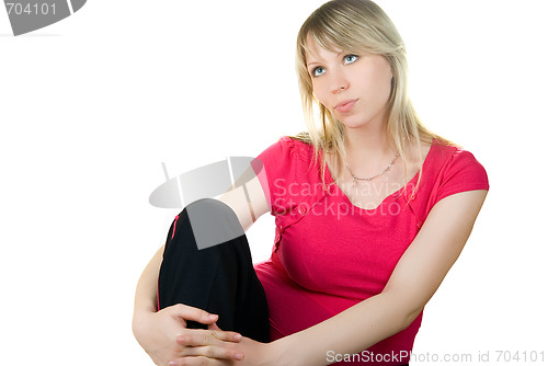 Image of blond sitting woman