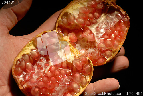 Image of pomegranate fruit on hand