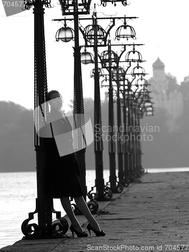 Image of Beautiful blonde on promenade