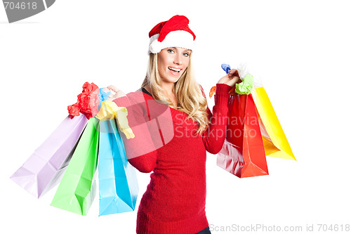 Image of Christmas shopping santa girl