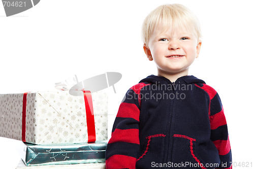 Image of Boy with christmas gift