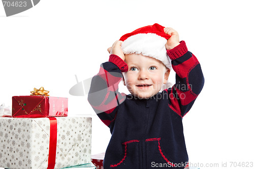 Image of Boy with christmas gift