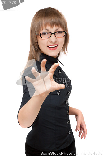 Image of Girl bespectacled shows passion