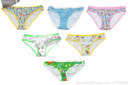 Image of Six panties insulated on white background