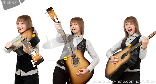 Image of Girl with guitar in miscellaneous pose