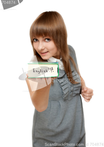Image of Young girl with dictionary english