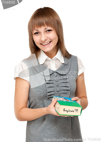 Image of Young girl with dictionary english