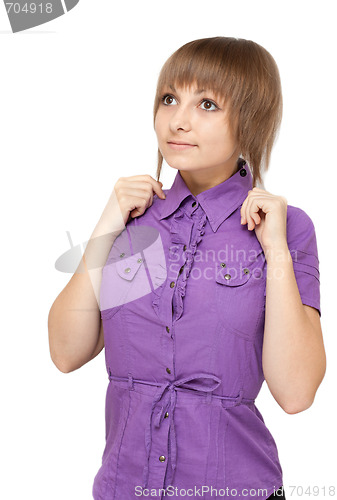 Image of Young girl in violet blouse