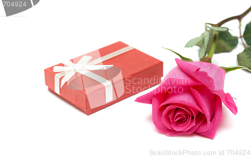 Image of Red gift box and rose