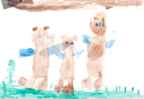 Image of Baby drawing three bears