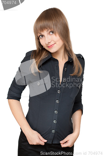 Image of Girl in black blouse smiles