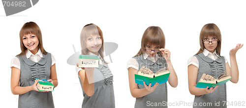 Image of Girl with dictionary English, emotions