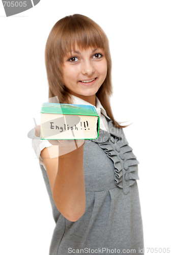 Image of Young girl with dictionary english
