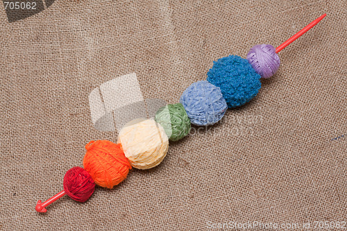 Image of Ball of the threads strung on spoke