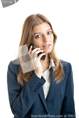 Image of Business woman using a cell phone