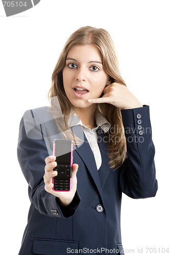 Image of Business woman using a cell phone