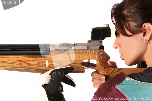 Image of woman aiming a pneumatic air rifle