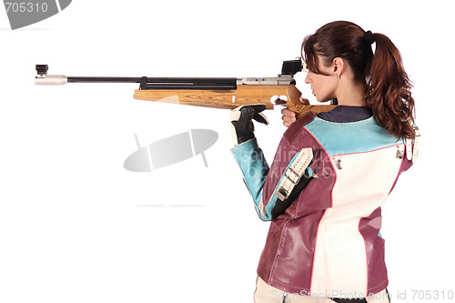 Image of woman aiming a pneumatic air rifle
