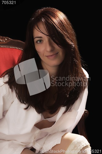 Image of attractive young fashion model posing