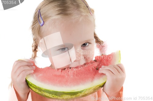 Image of Girl eating watermelon