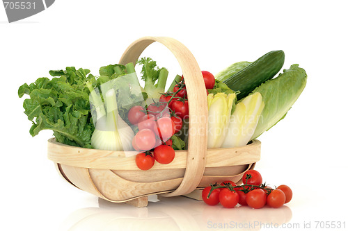 Image of Salad Vegetables in a Basket