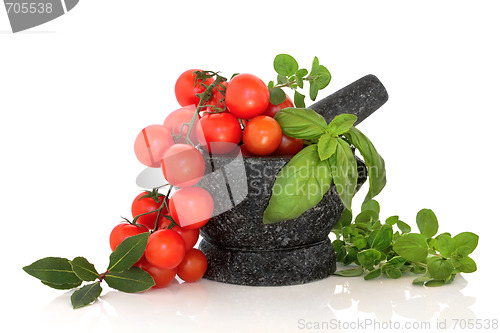 Image of Herb Selection and Tomatoes