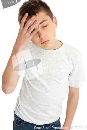 Image of Boy child, headache, tired, weary