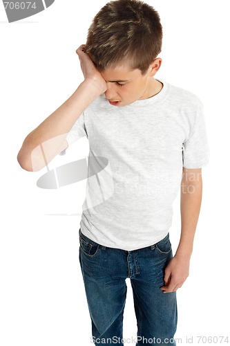 Image of Boy child upset,  stressed or tired