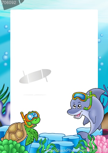 Image of Frame with turtle and dolphin