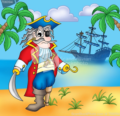 Image of Old pirate on beach