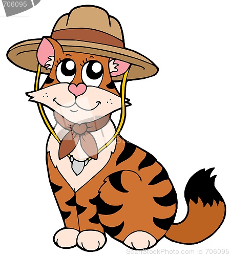 Image of Cute cat in scout hat