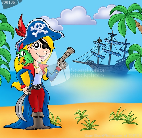 Image of Pirate girl on beach 2