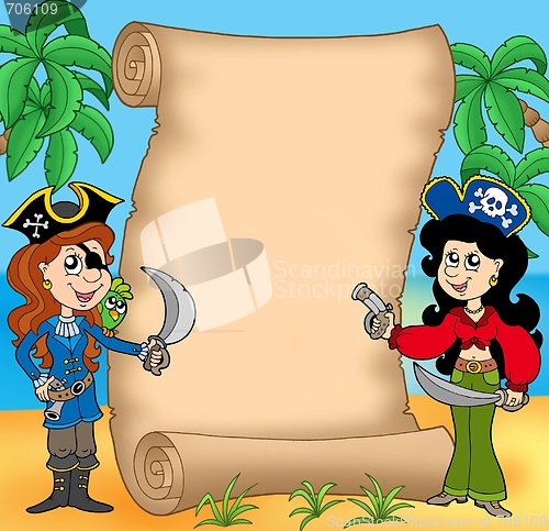 Image of Pirate girls with scroll 1