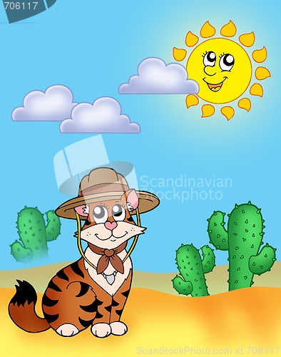 Image of Cat in hat outdoor