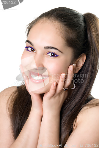 Image of Portrait of the smiling beautiful girl. Isolated