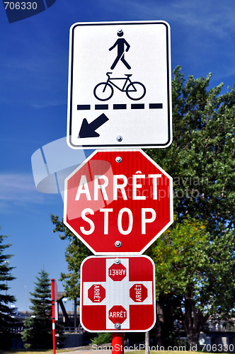 Image of Stop and crossing signs