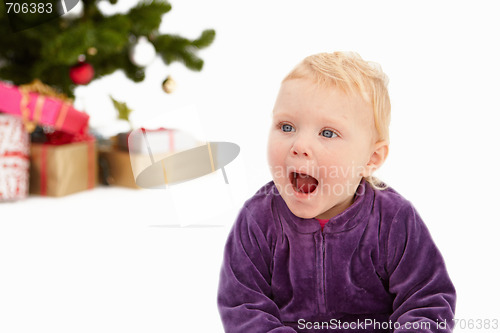 Image of Surprise - Cute child at christmas time